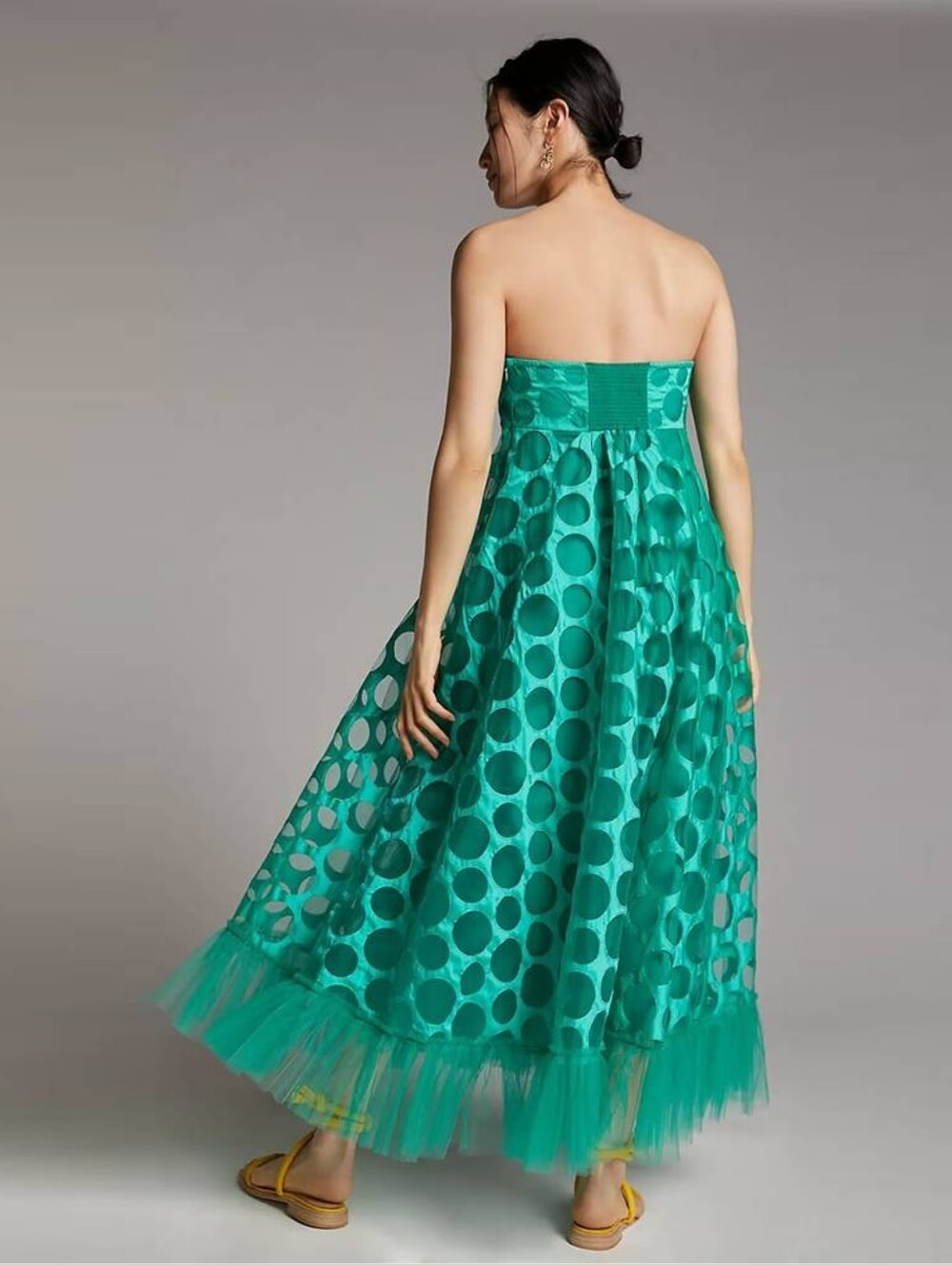 ANTHRO Geisha Designs Polka Dot Strapless MaxiDress - Picture 2 of 9